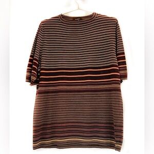 Cividini Black/Cream short sleeve knit top.